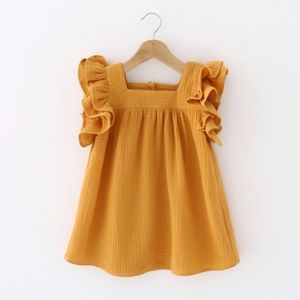 Toddler Girls' Frill Sleeve Mustard Fly Dress